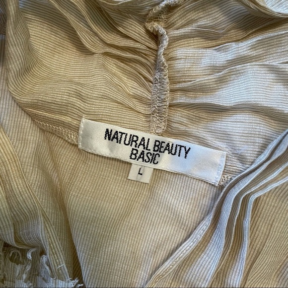 𝅺NATURAL Beauty Basic Tie Ruffled Blouse Top Large - Picture 3 of 5